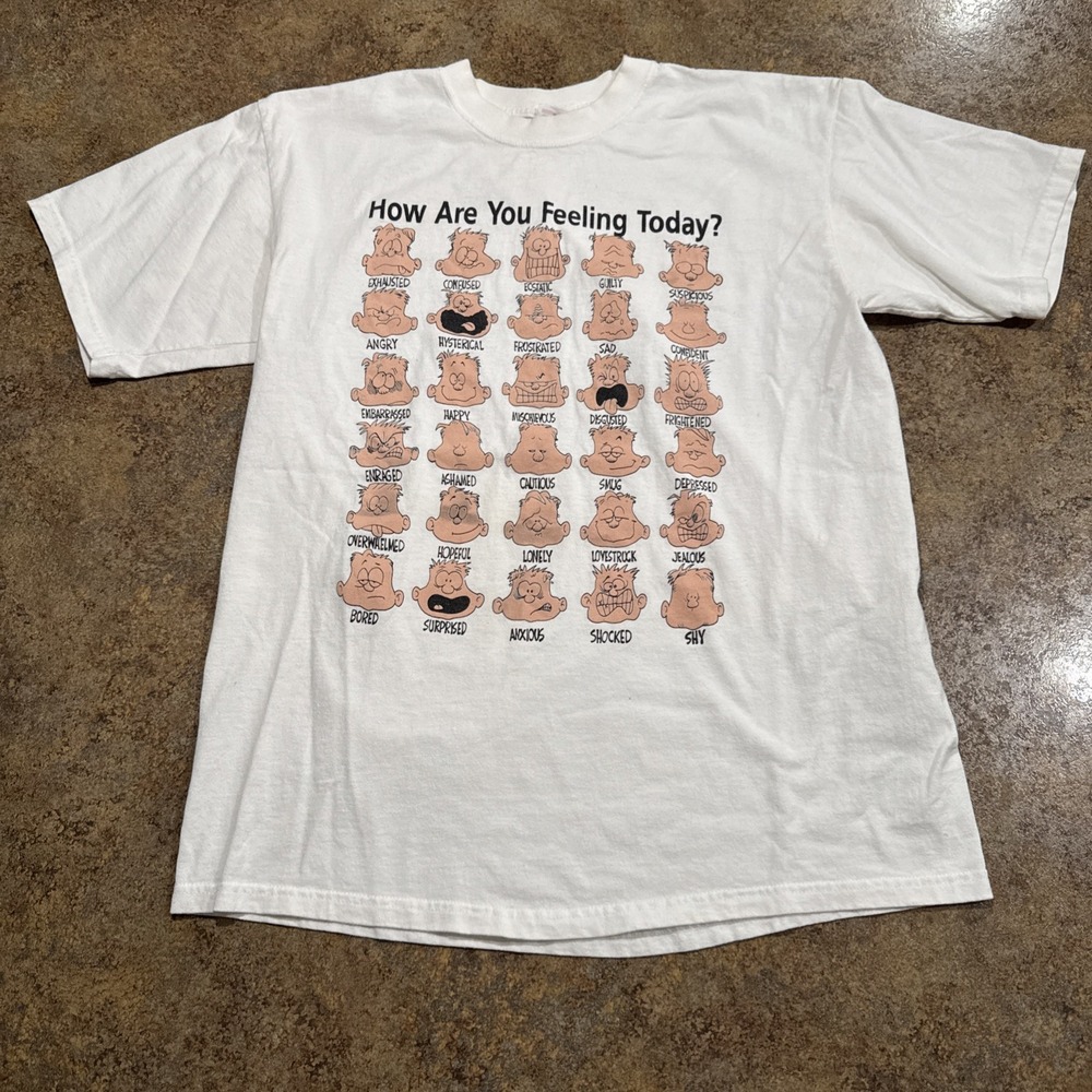 Vintage 90s How Are You Feeling Today Emotion Chart Hip Hop Size Large Men's